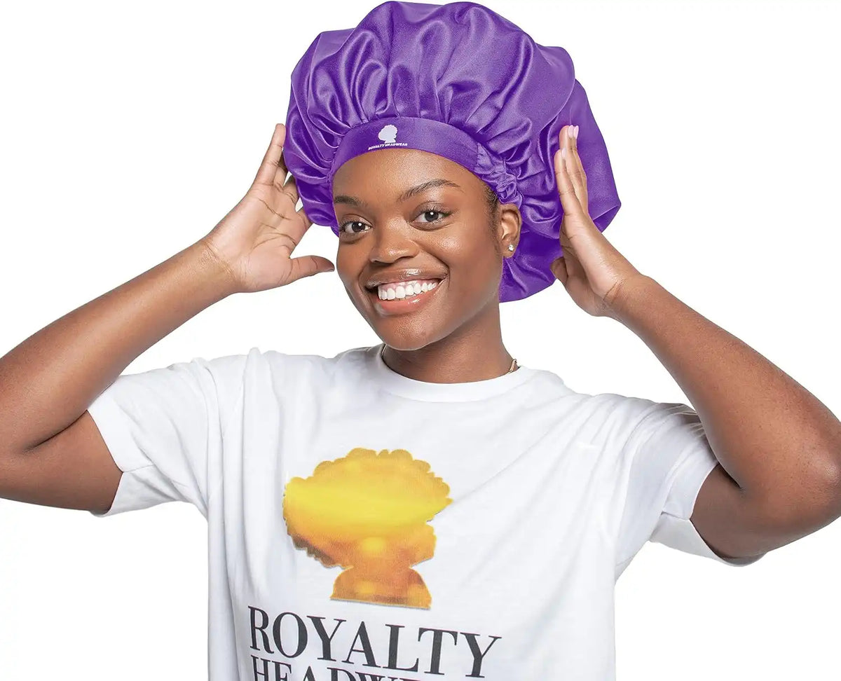 Royalty Headwear Silk Satin Bonnet for Women - Adjustable Jumbo Extra Secure Non-Slip Satin Cap Silk Hair Bonnet for Sleeping Main image