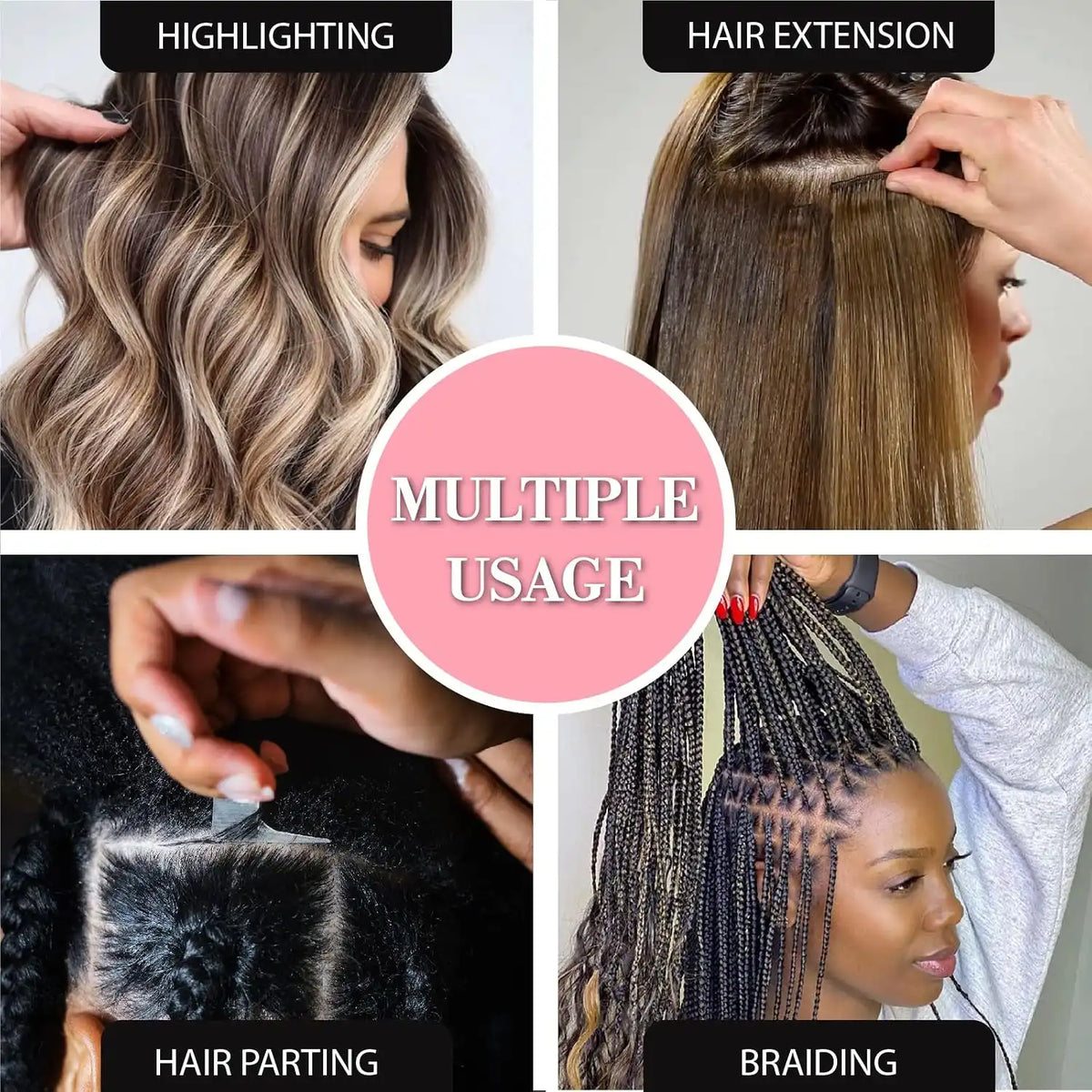 Royalty Headwear The Braid Aid Adjustable Finger Tool - Stitch Braiding Tool, Lightweight Hair Separating Comb - Great for Any Hair Type - Pack of 4