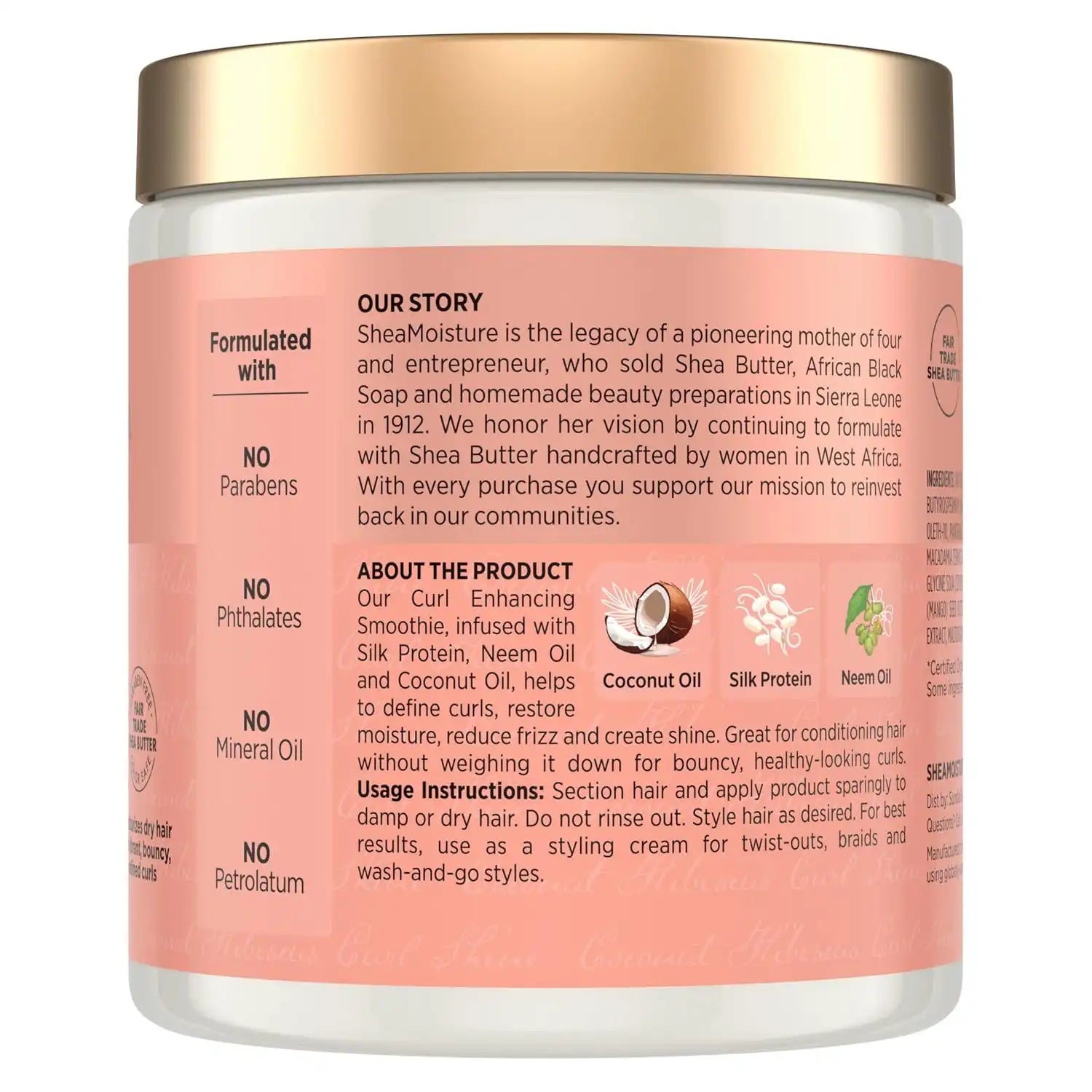 Shea Moisture Curl Enhancing Smoothie Hair Cream for Thick, Curly Hair Coconut and Hibiscus Sulfate Free and Paraben Free Curl Cream 20 oz Secondary image