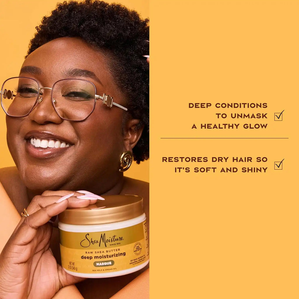 SheaMoisture Raw Shea Butter Deep Moisturizing Hair Masque for Curly Hair Raw Shea Butter Deep Conditioner to Moisturize and Renew Hair 11.5 oz