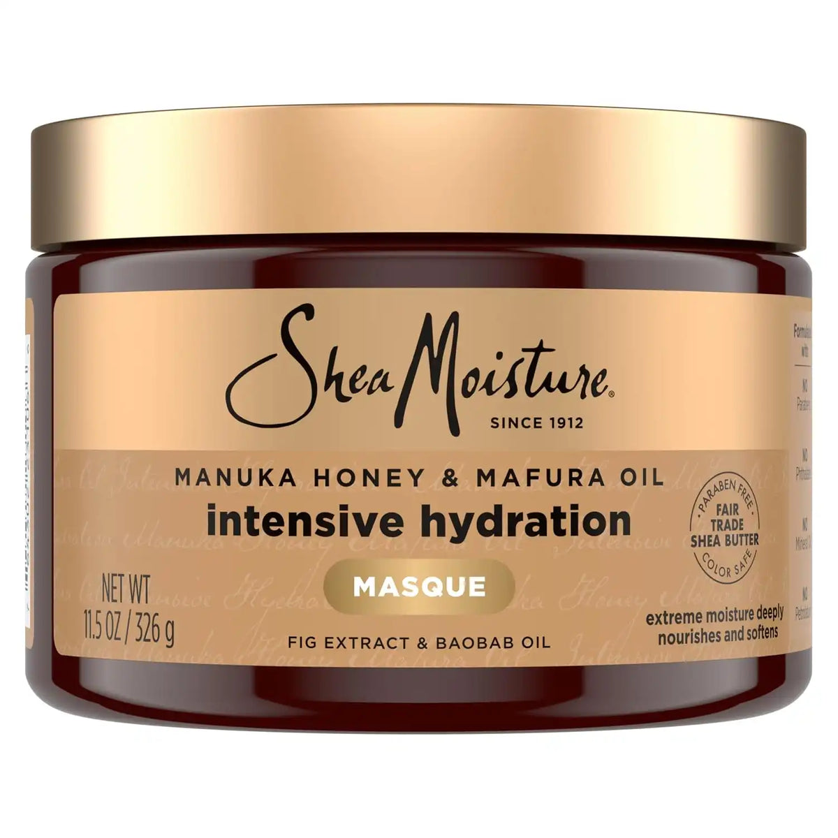 Shea Moisture Intensive Hydration Hair Masque Manuka Honey & Mafura Oil For Dry, Damaged Hair Deep Conditioning Hair Treatment 11.5 oz Main image