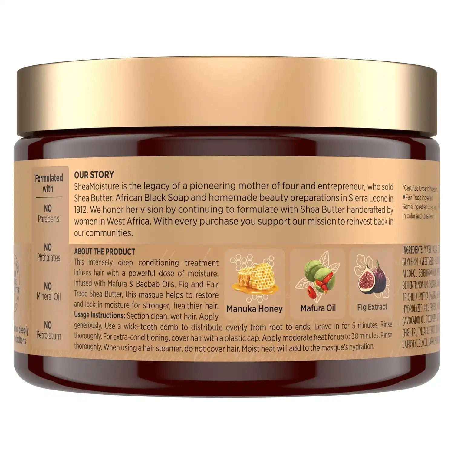 Shea Moisture Intensive Hydration Hair Masque Manuka Honey & Mafura Oil For Dry, Damaged Hair Deep Conditioning Hair Treatment 11.5 oz Secondary image
