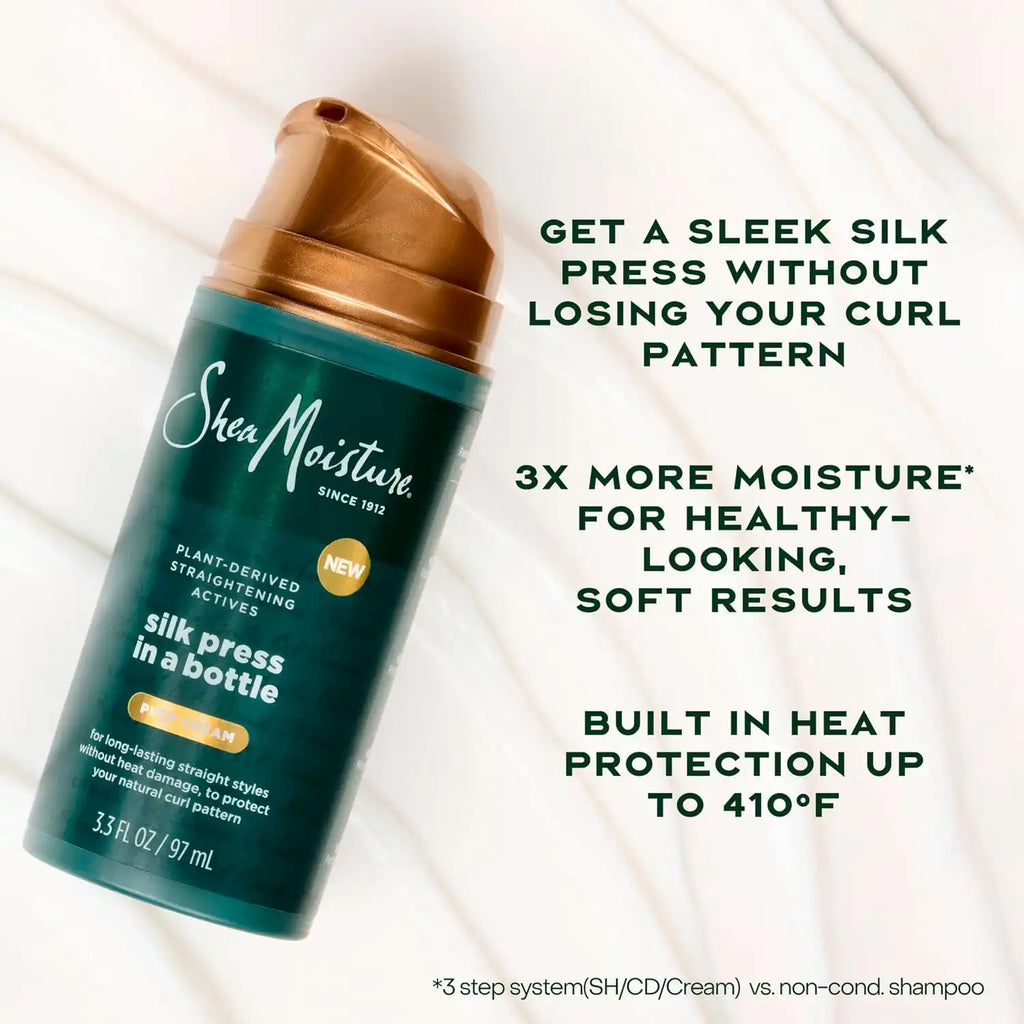 SheaMoisture Silk Press Prep Cream with Plant-Derived Straightening Actives,Alma Oil&Hydroplex Technology Provides Heat Protection While Helping toPreserve Natural Curl Pattern,3.3 Fl Oz (Pack of 12)