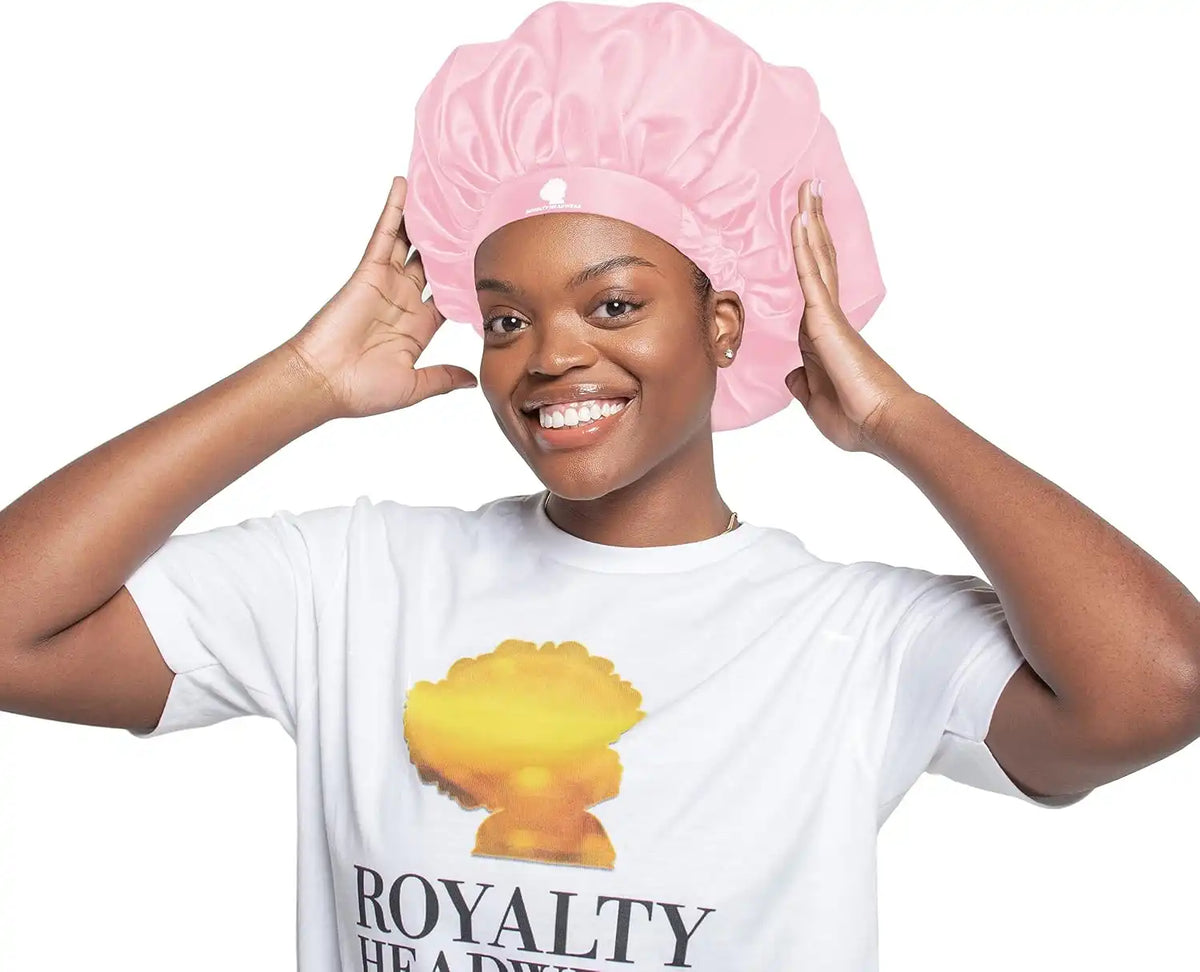 Royalty Headwear Silk Satin Bonnet for Women - Adjustable Jumbo Extra Secure Non-Slip Satin Cap Silk Hair Bonnet for Sleeping Main image