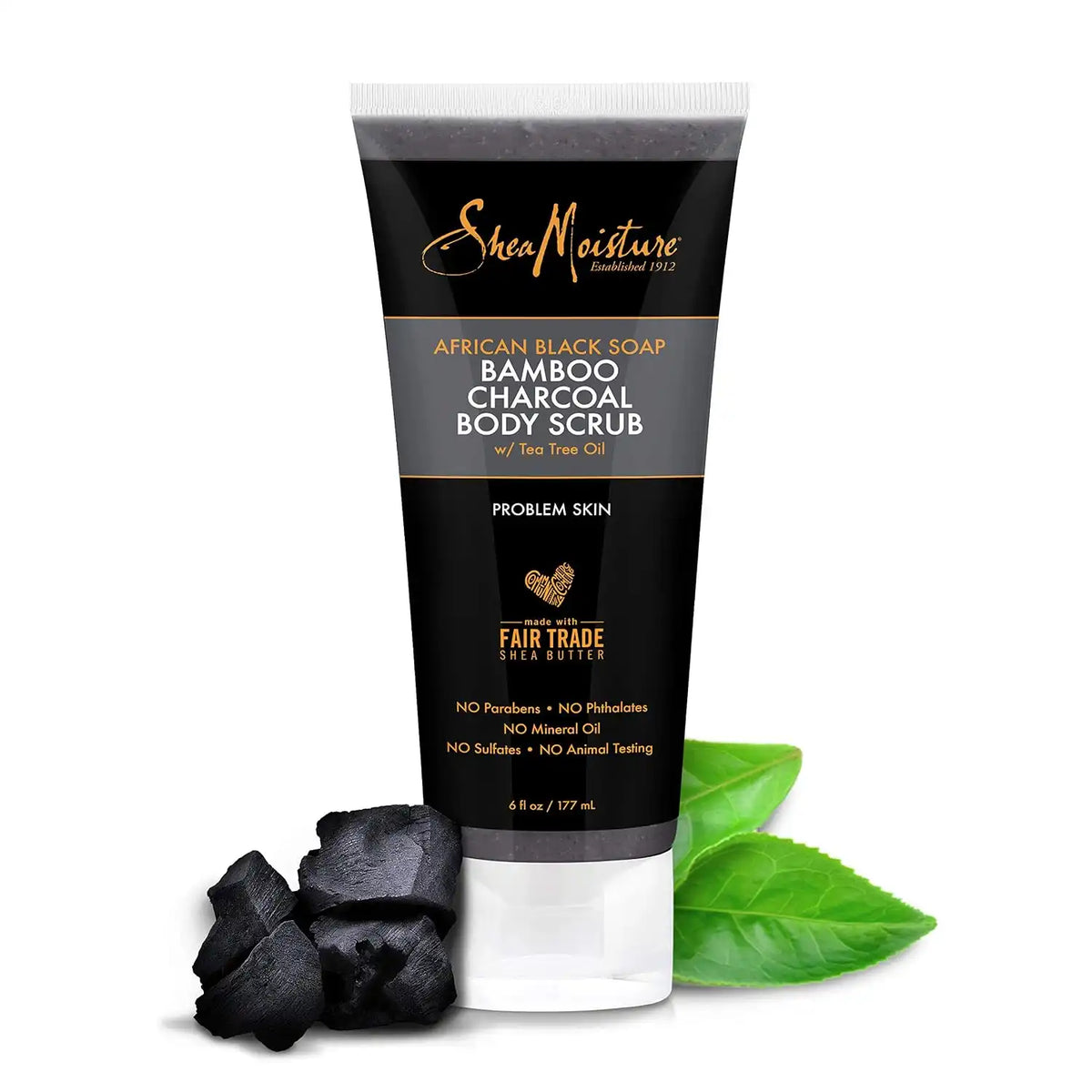SheaMoisture African black soap bamboo charcoal body scrub exfoliate, 6 Ounce