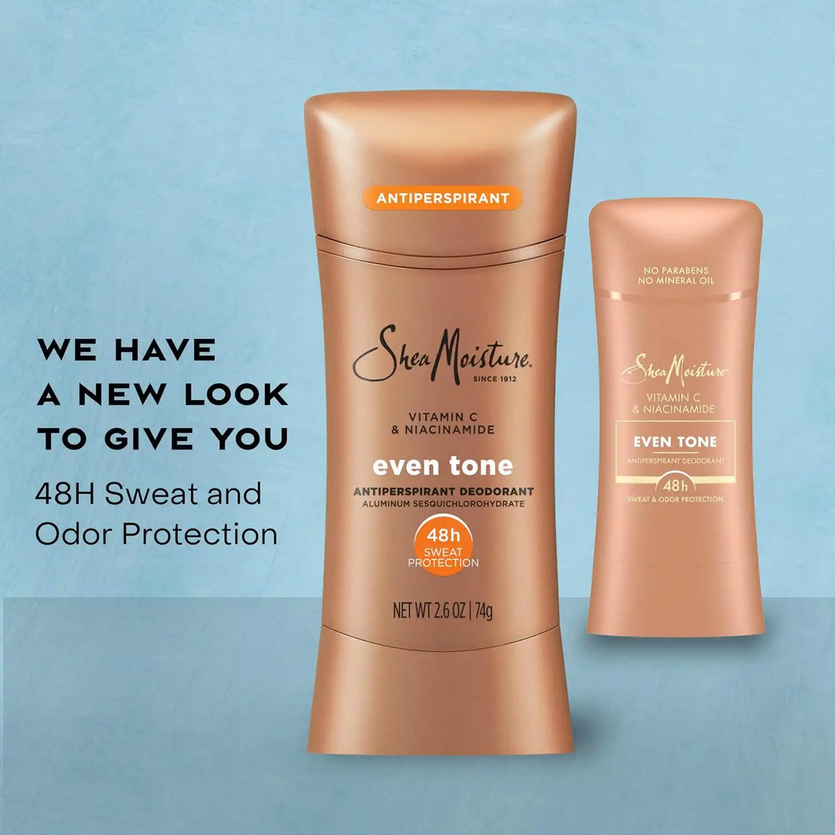 SheaMoisture Antiperspirant Deodorant Stick Even Tone Vitamin C & Niacinamide 2 Count for 48HR Sweat & Odor Protection with No Parabens & No Mineral Oil 2.6 oz