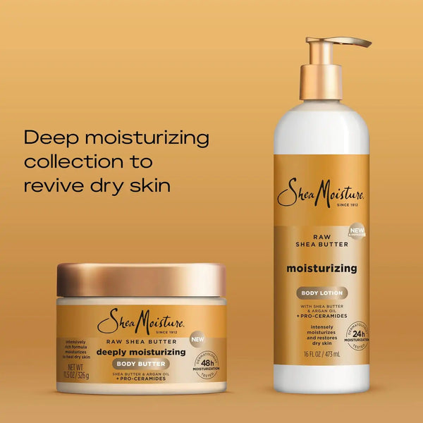 SheaMoisture Deeply Moisturizing Body Butter with Raw Shea Butter, Argan Oil and Pro-Ceramides, Rich Hydration & Healing of Dry Skin, 48H Moisturizing 11.5 oz (Pack of 12)