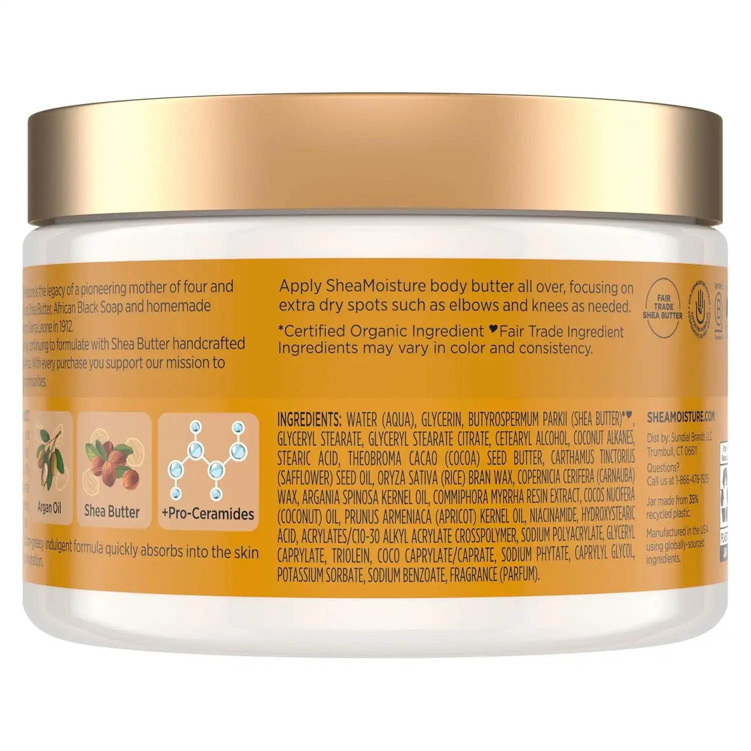 SheaMoisture Deeply Moisturizing Body Butter with Raw Shea Butter, Argan Oil and Pro-Ceramides, Rich Hydration & Healing of Dry Skin, 48H Moisturizing 11.5 oz (Pack of 12) Secondary image