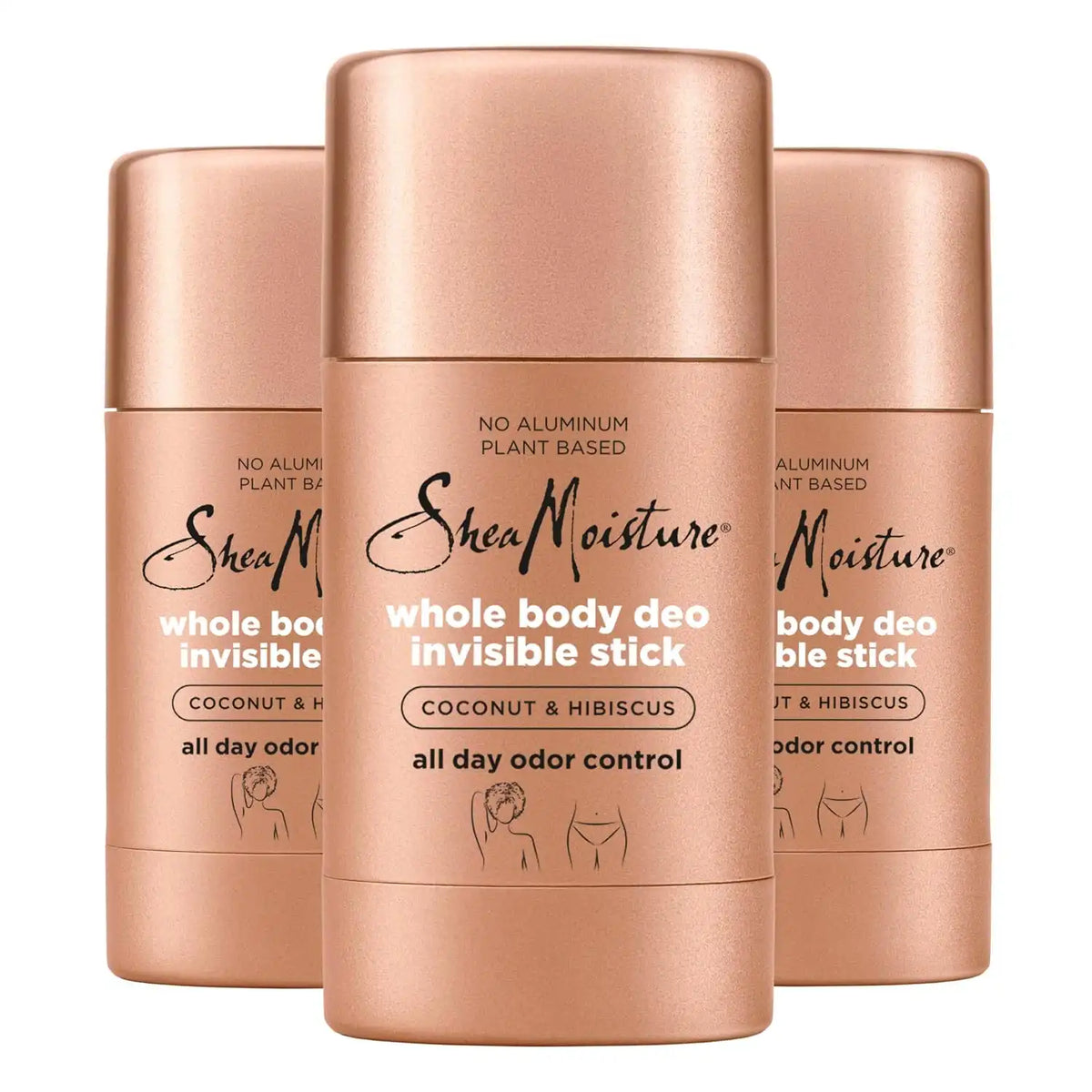 SheaMoisture Invisible Deo Stick Coconut & Hibiscus 3count Whole Body Plant Based, No Aluminum 2.6 oz Main image