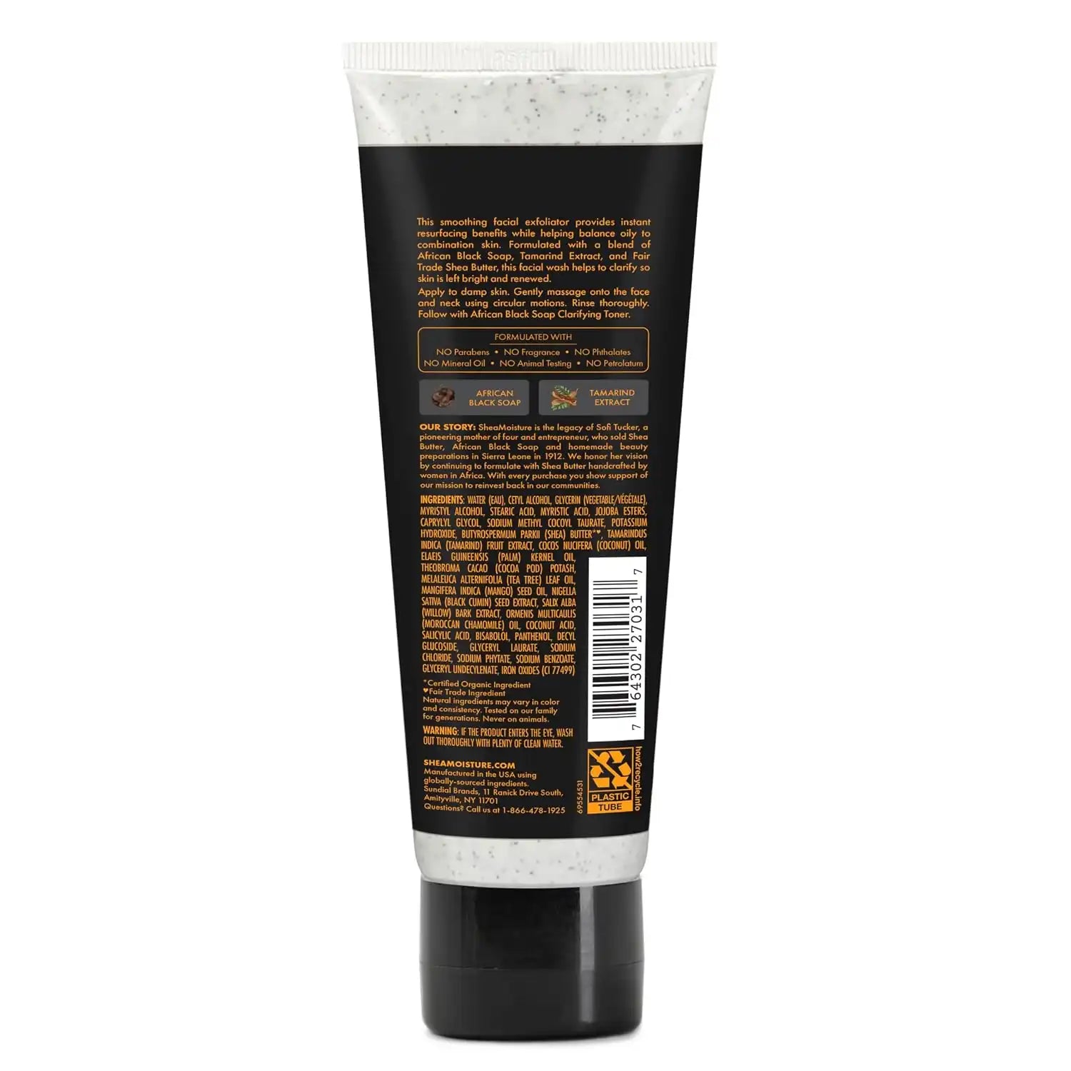 Sheamoisture Facial Wash and Scrub for Blemish Prone Skin African Black Soap to Clarify Skin 4 oz Secondary image