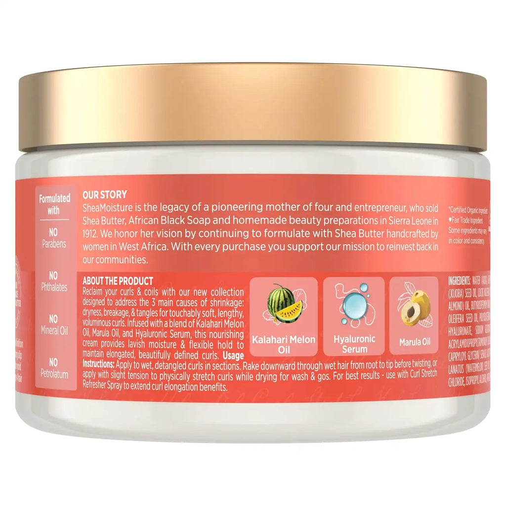 SheaMoisture Curl Stretch Multi-tasking Volume Cream Kalahari Melon Oil and a Tropical Vacation Scent With Hydrating Hyaluronic Serum, Defines Type 4 Curls For Days 11 Fl Oz, (Pack of 2)