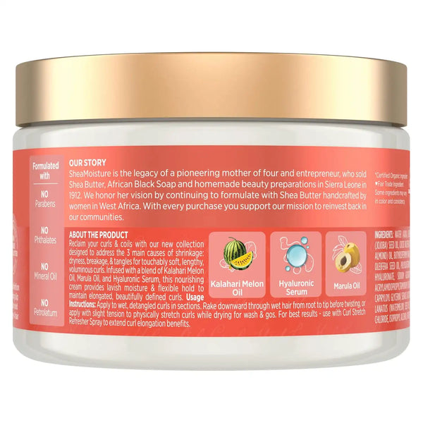 SheaMoisture Curl Stretch Multi-tasking Volume Cream Kalahari Melon Oil and a Tropical Vacation Scent With Hydrating Hyaluronic Serum, Defines Type 4 Curls For Days 11 Fl Oz, (Pack of 2)