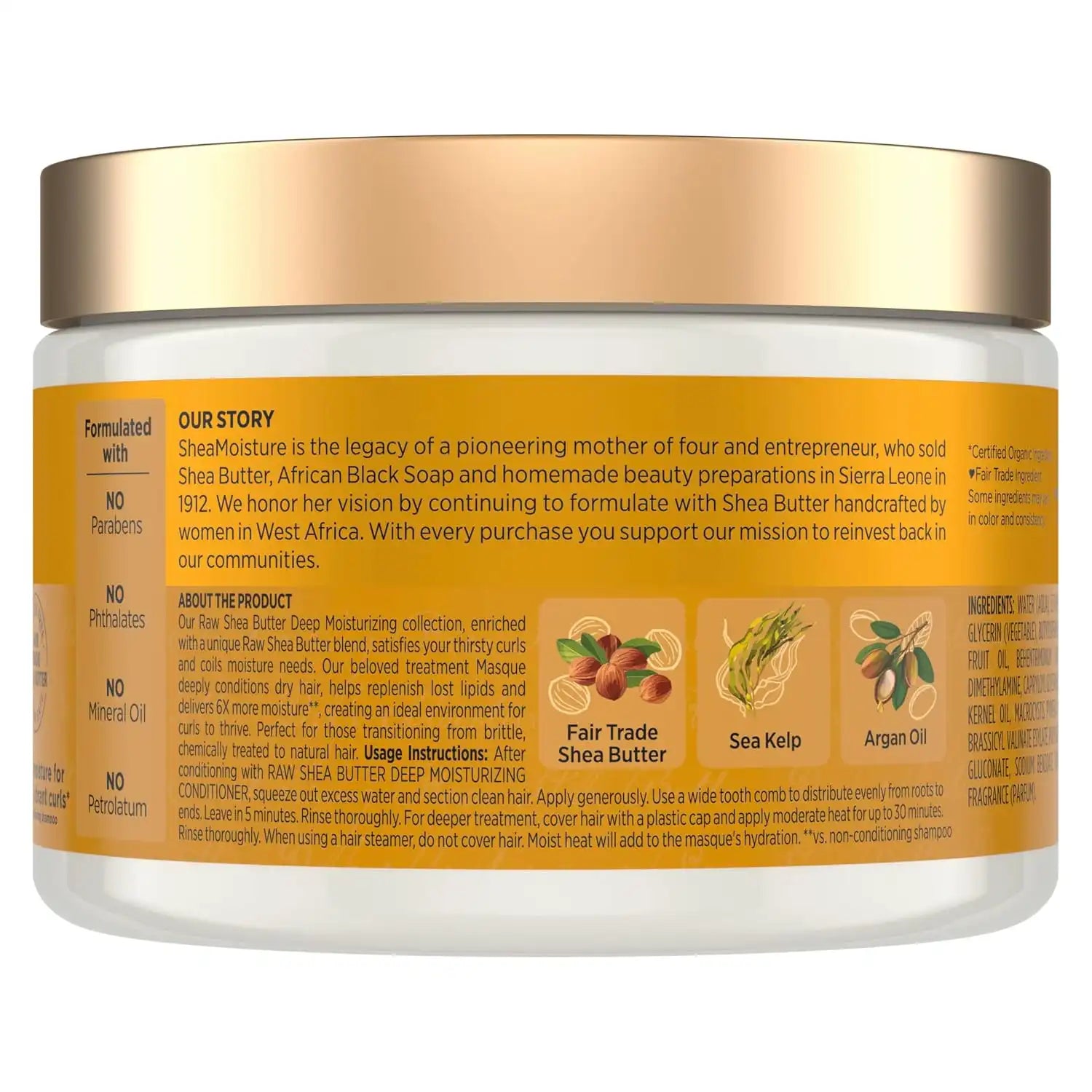 SheaMoisture Raw Shea Butter Deep Moisturizing Hair Masque for Curly Hair Raw Shea Butter Deep Conditioner to Moisturize and Renew Hair 11.5 oz Secondary image