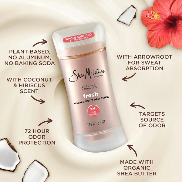 SheaMoisture Whole Body Deodorant Stick 72h Odor Control Fresh Aluminum Free 2.6 oz
